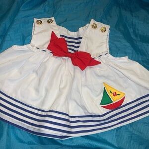 Vintage Primary Sailboat dress 6-9 months